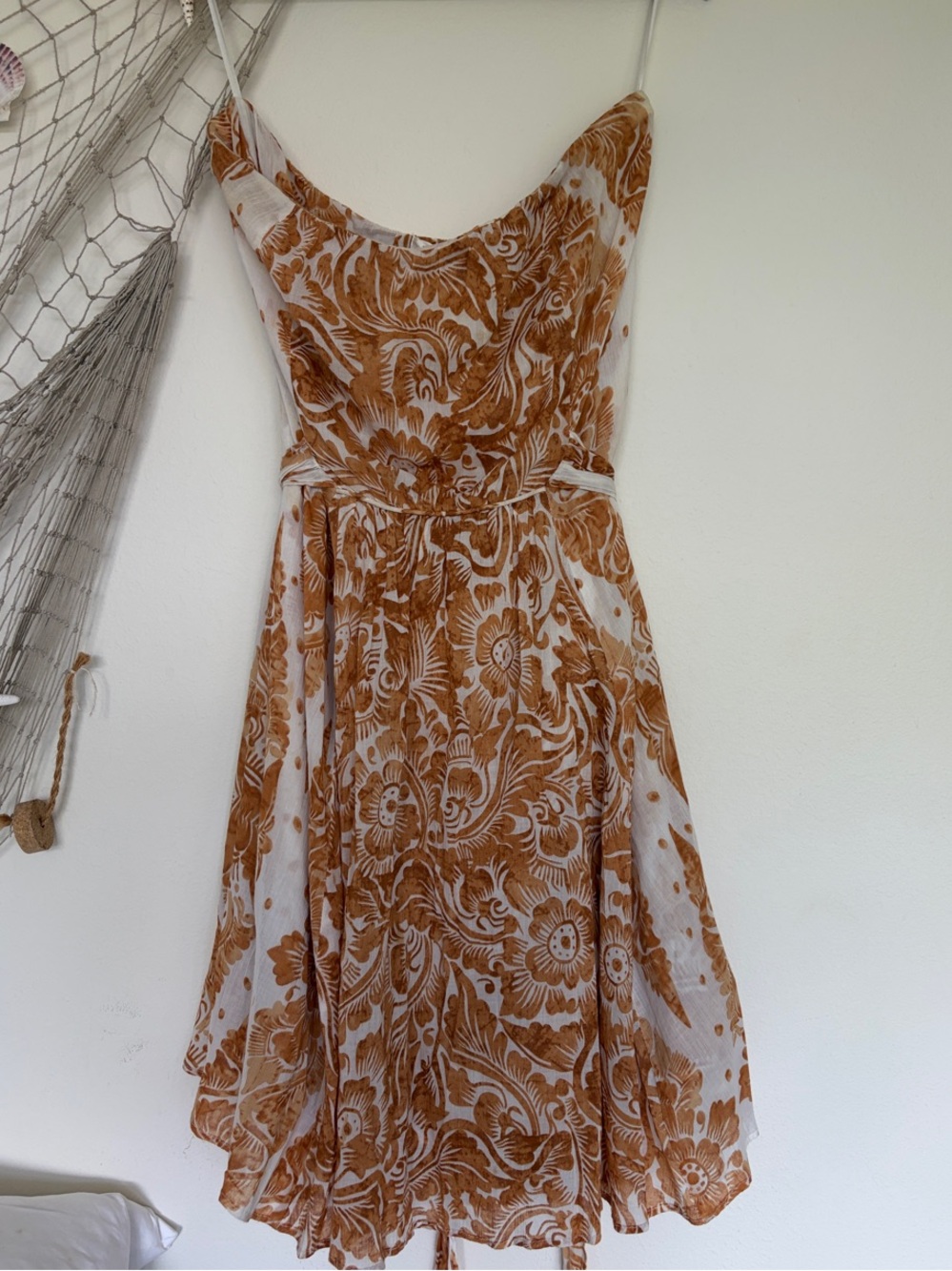 Diane Von Furstenberg Strapless Orange Paisley Print Dress - Picture 7 of 7